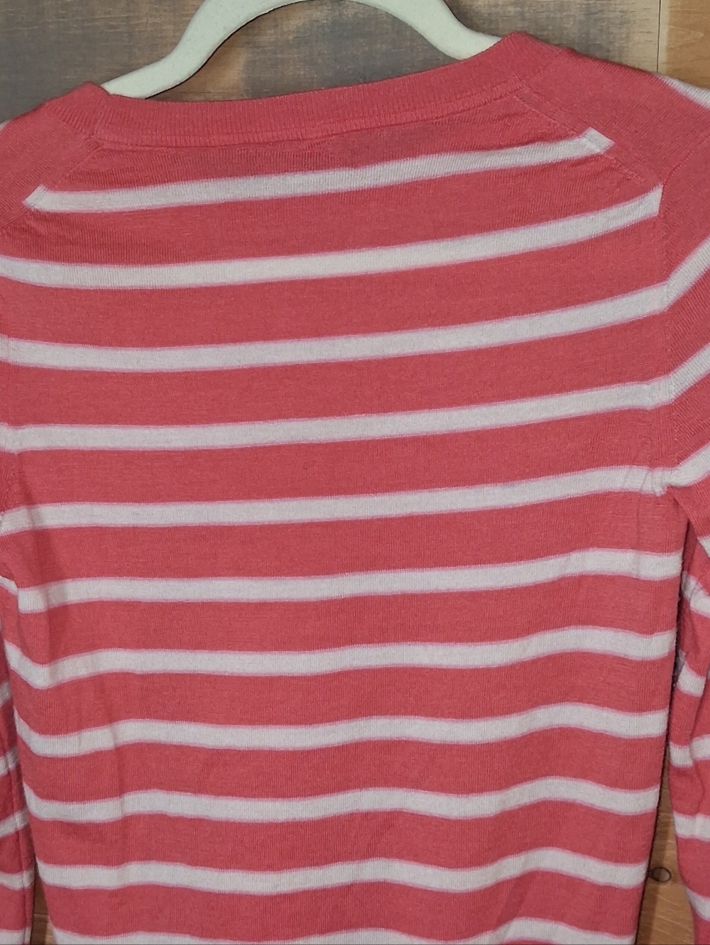 Banana Republic Merino Wool Sweater S Melon Pink Stripes - Picture 5 of 5